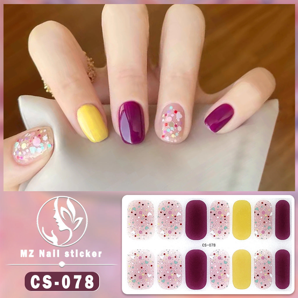 Autocollants pour ongles en gel imperméables avec motif floral à carreaux