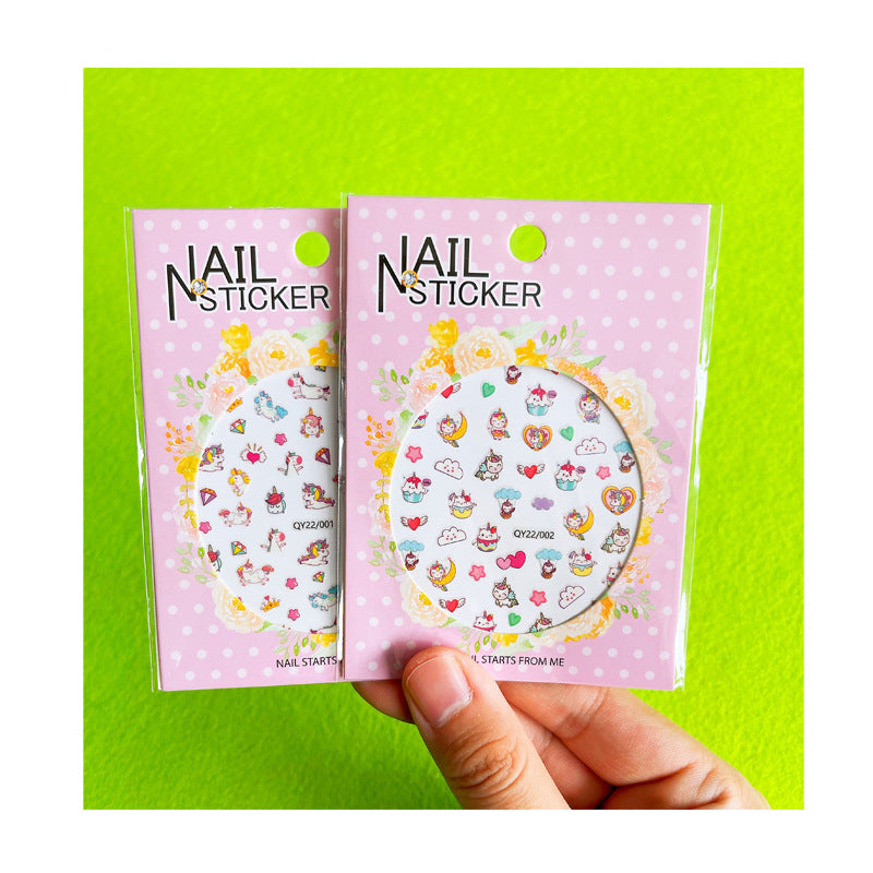 Little Bear Cartoon Cute Animal Unicorn Nail Stickers