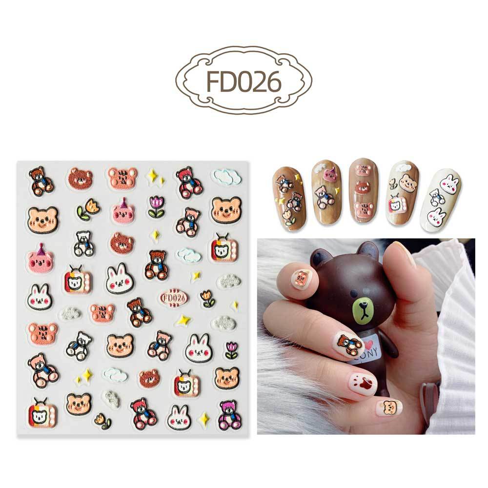 Three-dimensional Relief Cute Cartoon White Cloud Nail Stickers