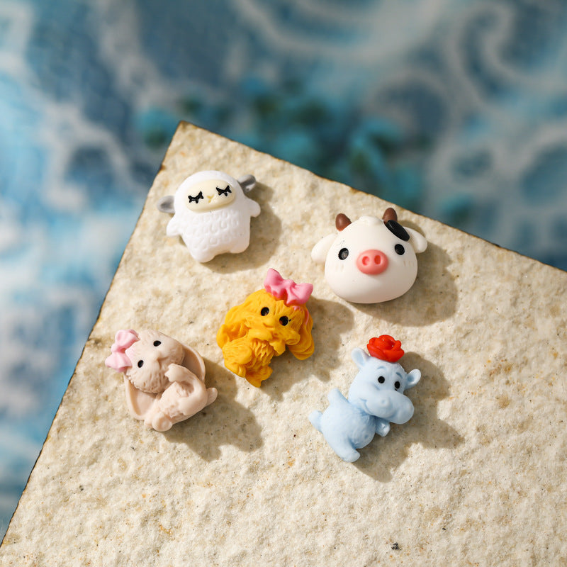 Cute Rabbit Lamb Pig Puppy Animal Resin Nail Care Nail Art