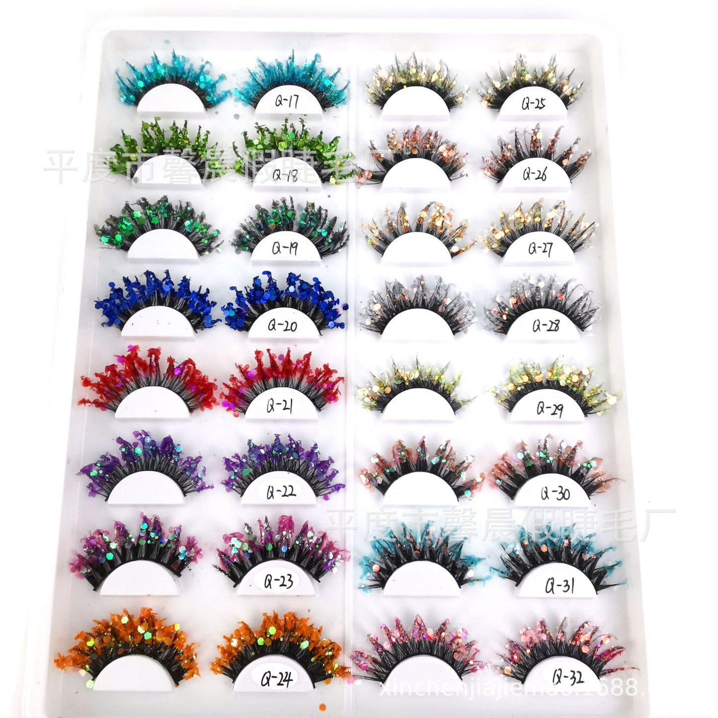 Fluorescent Luminous Sequins Eyelashes Color Thick False Lashes