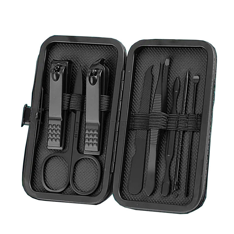 Ciseaux en acier inoxydable coupe-ongles noirs ensemble complet d'outils pour ongles