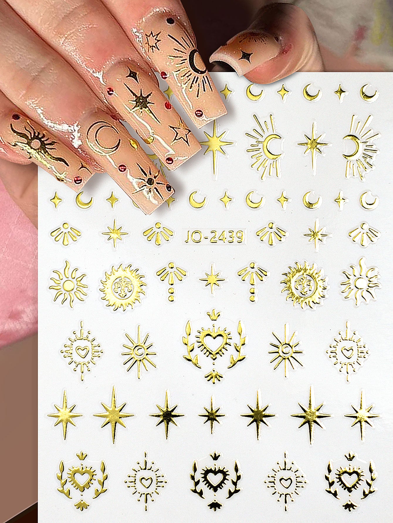 Moon Liquid Hollow Metal Four Awn Nail Stickers