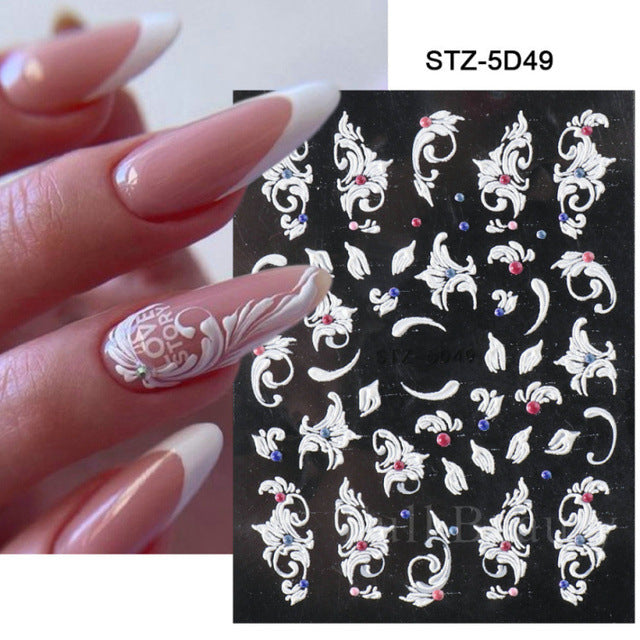 Pink Cherry Blossom Relief Stereo Nails Nail Care Nail Art