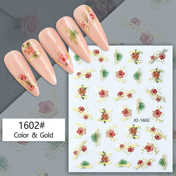 Geometric Abstract Gilding Leaves Color Hawaiian Nail Stickers