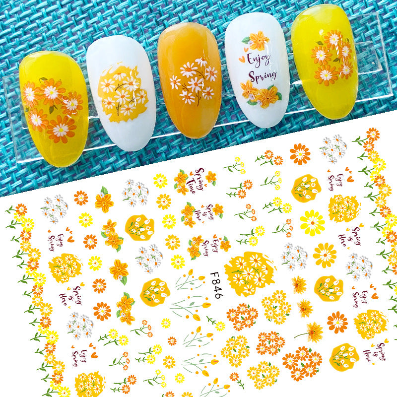 Gummed Little Flower Colorful Small Floral Nail Stickers