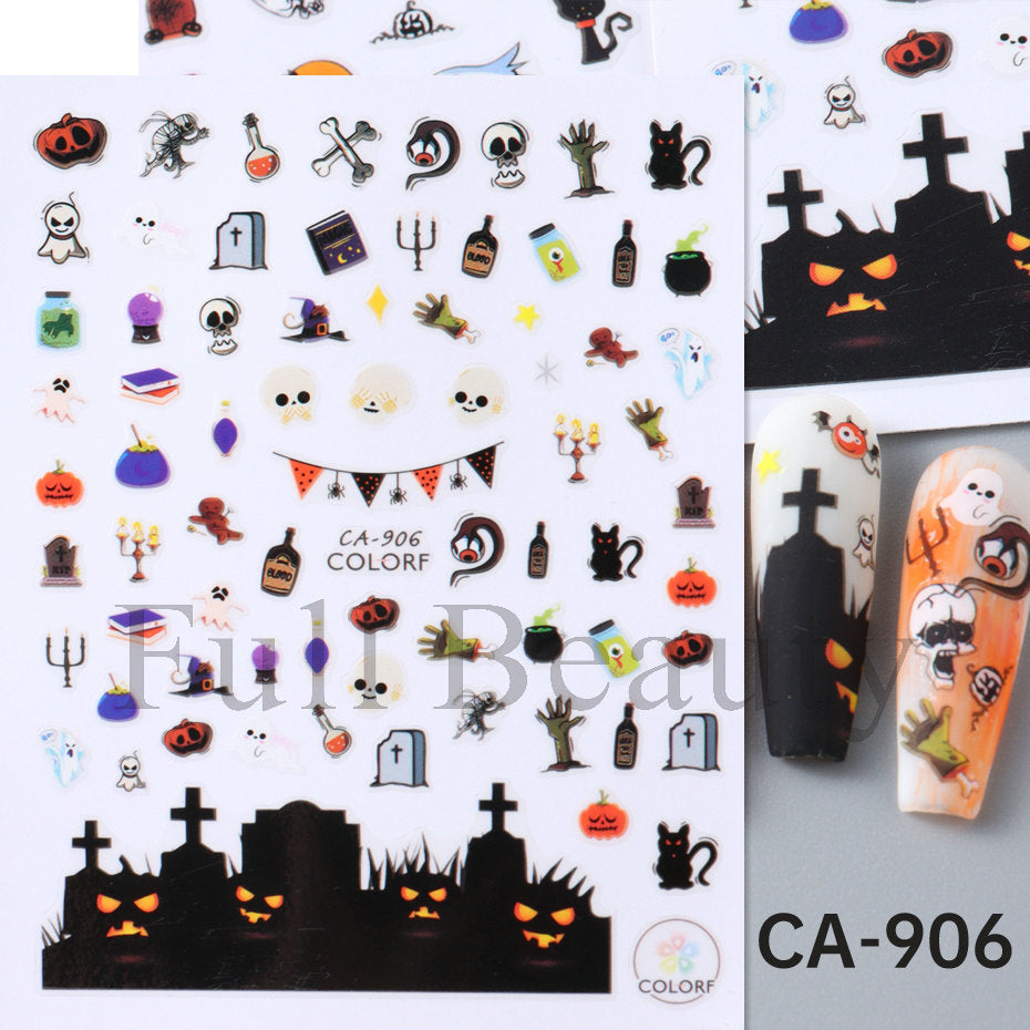 Halloween Pumpkin Head Bat Dark Cartoon Nail Stickers