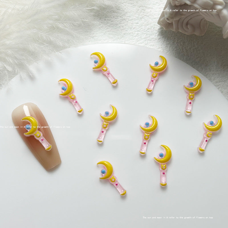 Manucure de chaton mignon Bijoux de dessin animé Soins des ongles rouges Nail Art