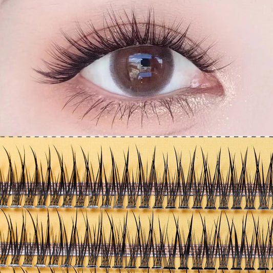 Thick Dovetail V-shaped Fishtail Segmented Natural Single Cluster Fairy False Lashes