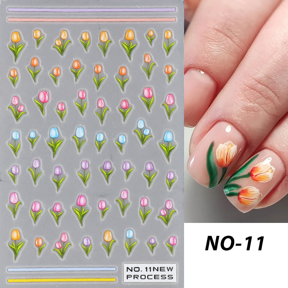 Autocollants pour ongles de la série Fleurs à pétales blancs de camomille