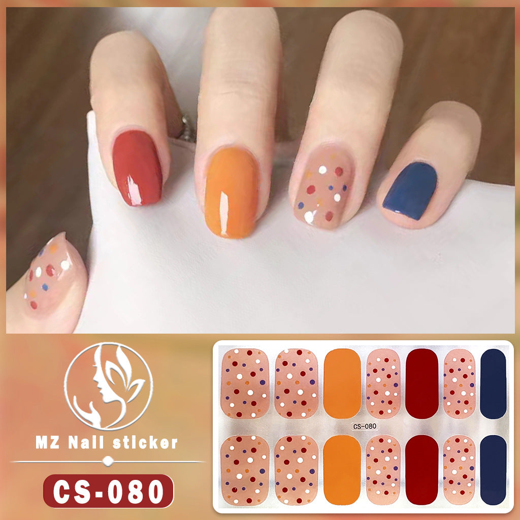 Autocollants pour ongles en gel imperméables avec motif floral à carreaux