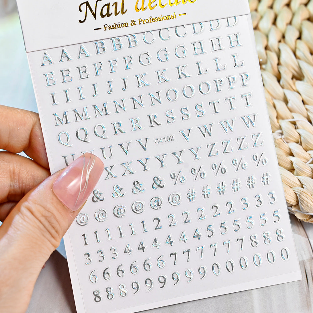 Solid Color Simple Letters Numbers Mix Nail Stickers