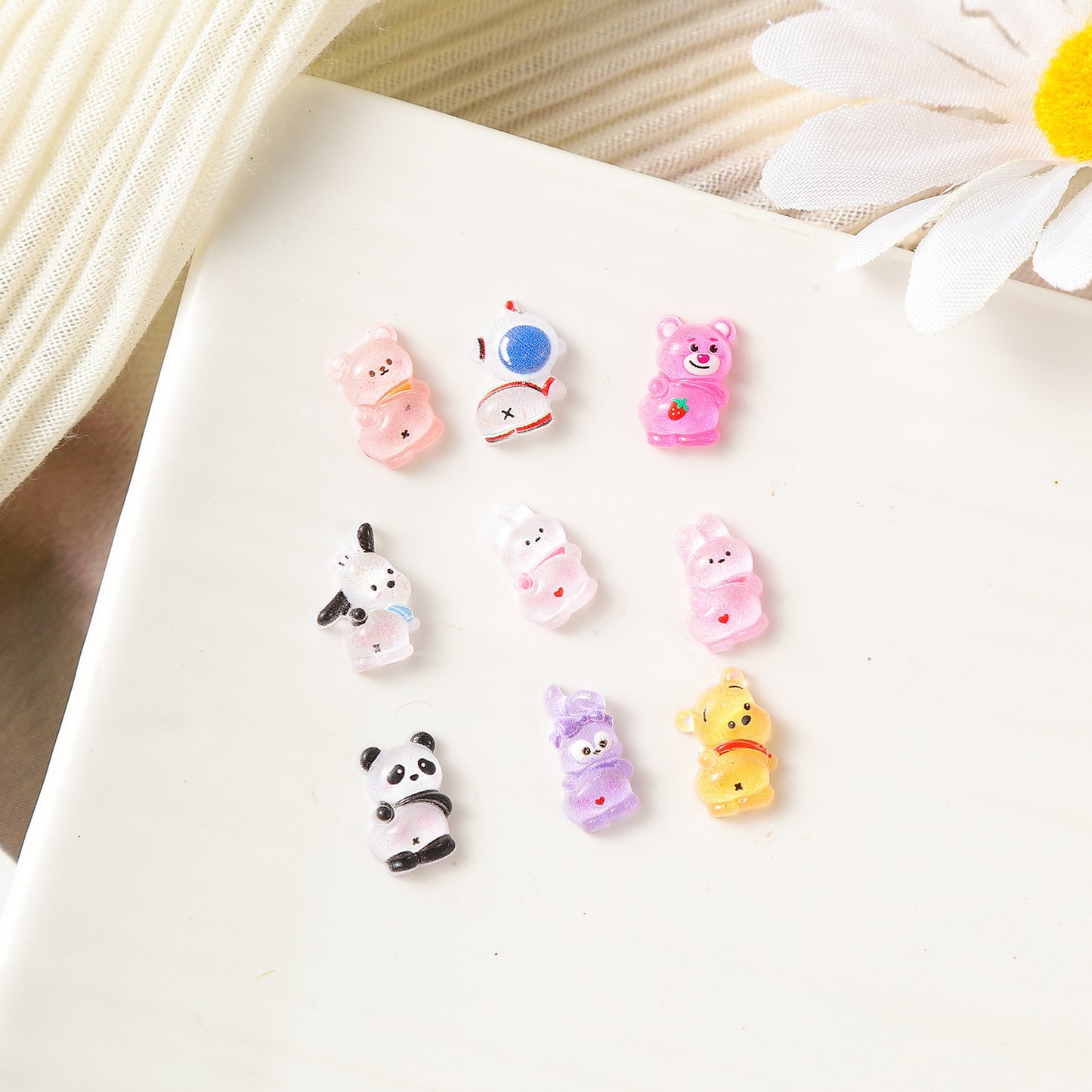 Cartoon Ornament Luminous Strawberry Bear Pooh Nail Care Nail Art