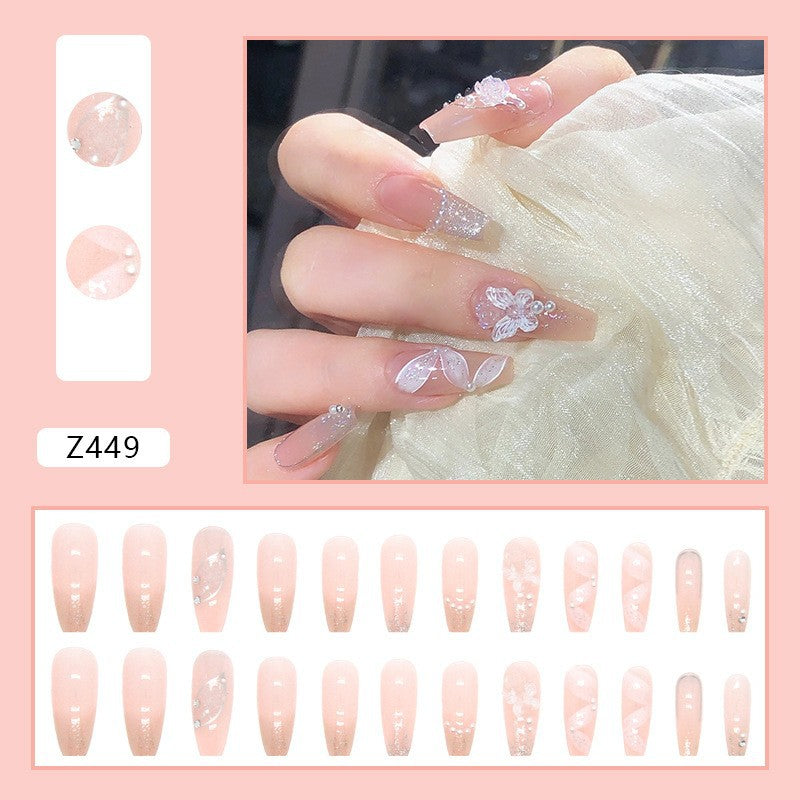 High-grade Short Fake Patch White French Nail Art