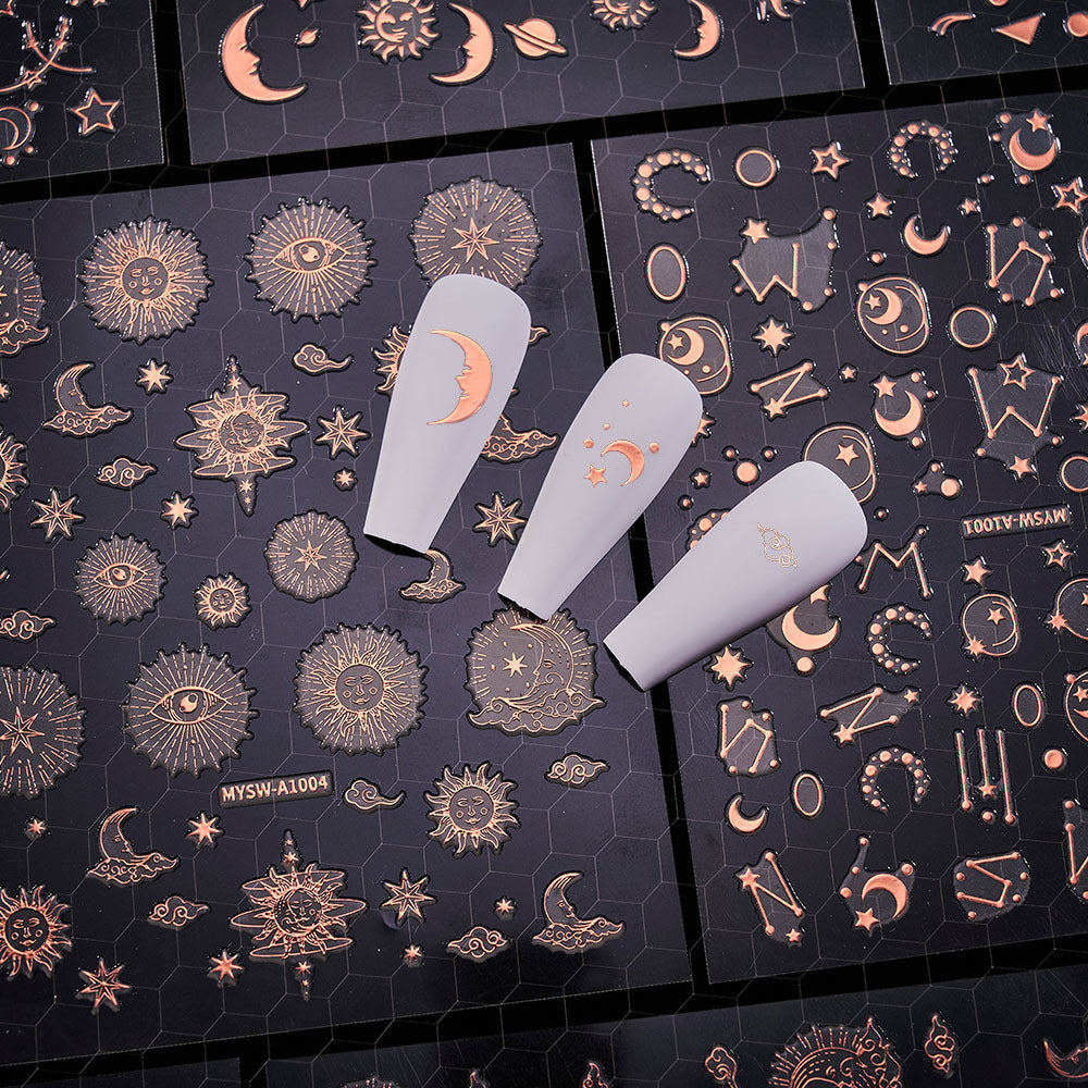 Moon Wind Rose Gold Fingernail Decoration Nail Stickers