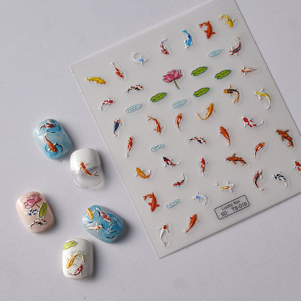 Lucky Koi Cute Fish Soft Relief Nail Stickers