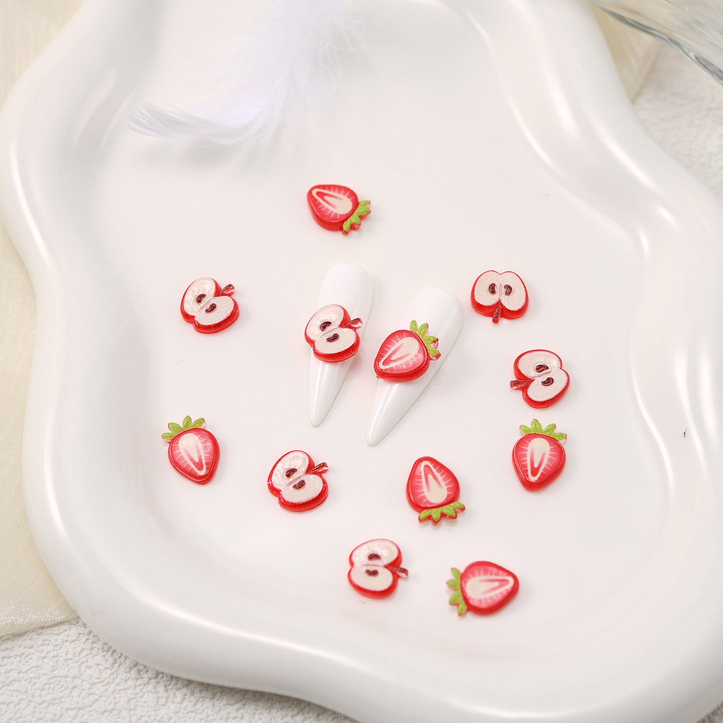 Strawberry Ornament Cute Refreshing Half Apple Nail Care Nail Art