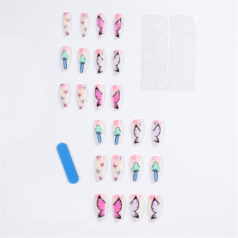 Ballet Big Head Mushroom Butterfly Wear Nail Stickers