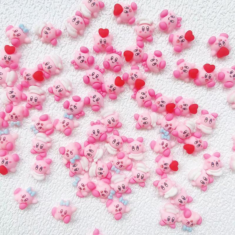 Cartoons Animation Cute Kirby Doll Ornament Resin Nail Care Nail Art