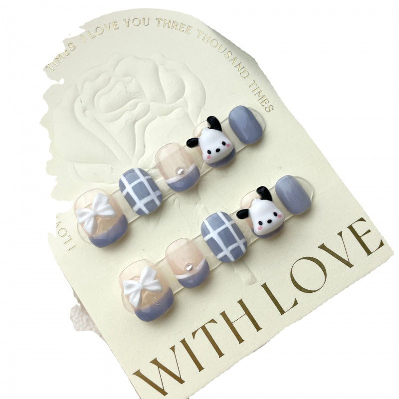 Personality Short Round Milk Blue Cute Nail Stickers