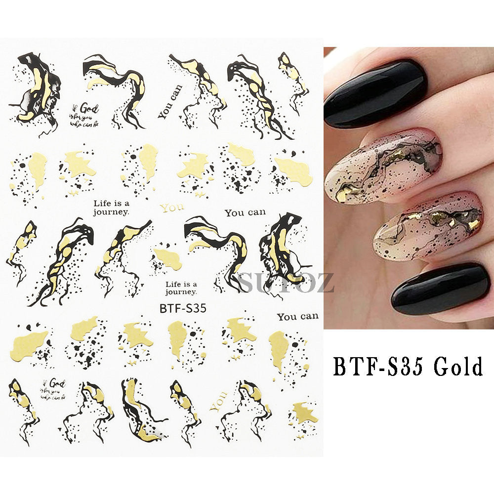 Irregular Lines Hand Painted Flat Back Nail Stickers