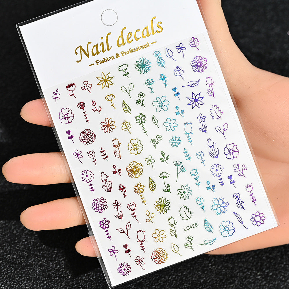 Cardboard Style Beautiful Laser Sier Heart-shaped Nail Stickers