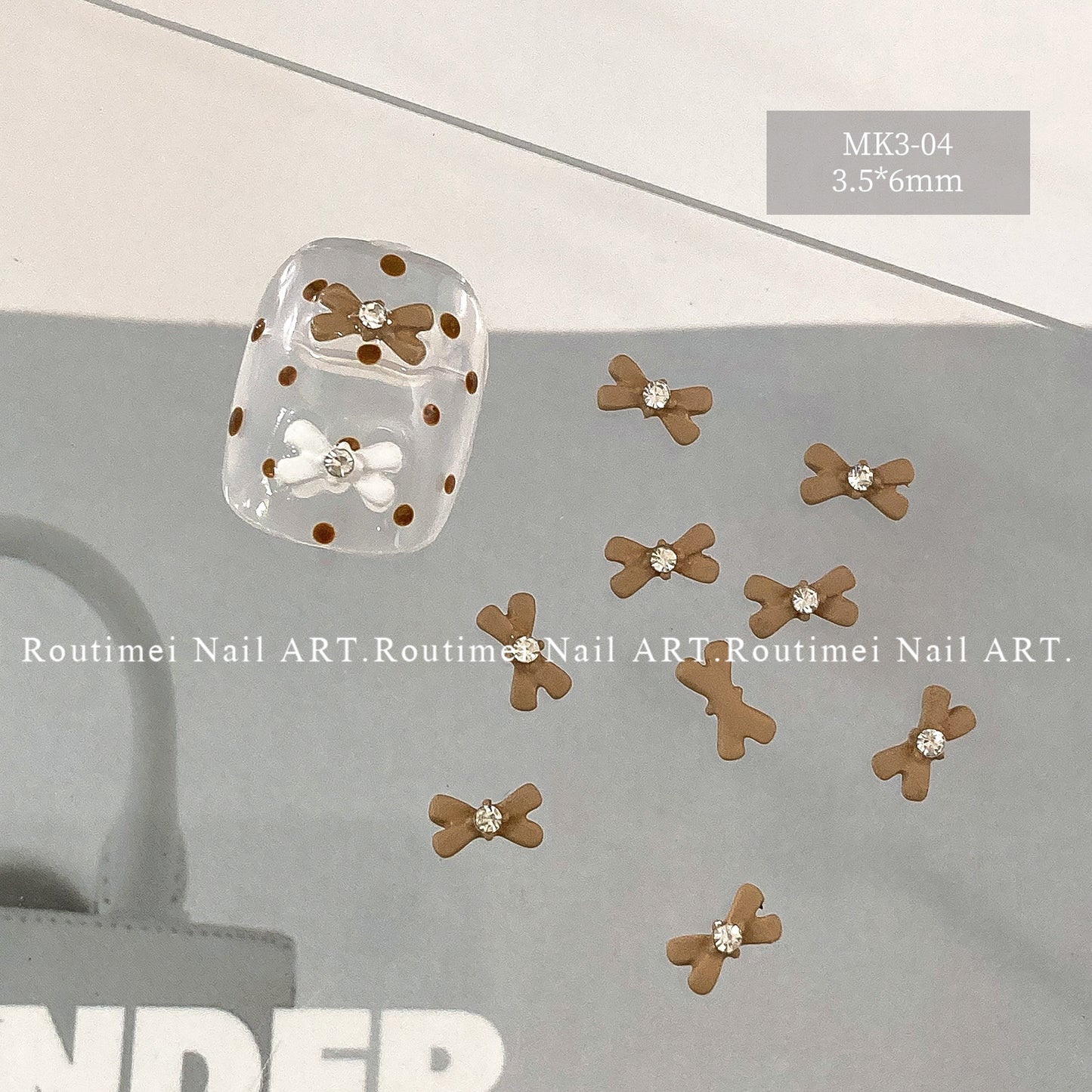 Ornement Nœud avec cristal brillant Bronzage Soins des ongles de haute qualité Nail Art