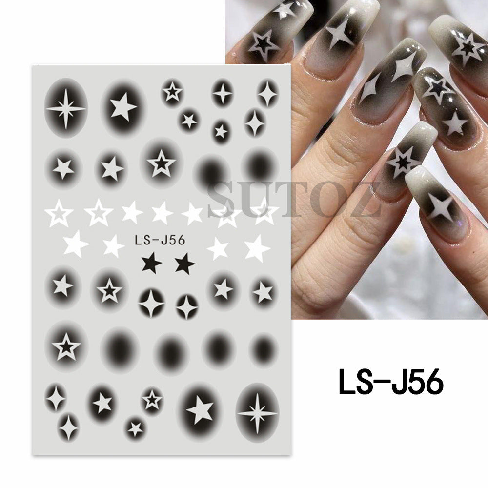 Potato Popular Simplicity Color Smudges Five-pointed Nail Stickers