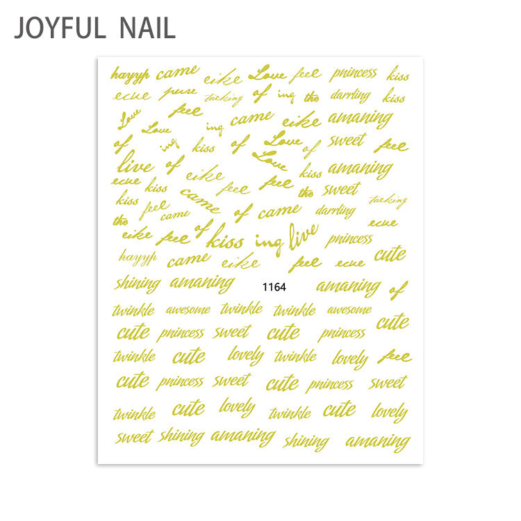 Gilding Series Adhesive Decals Words Patch Nail Stickers