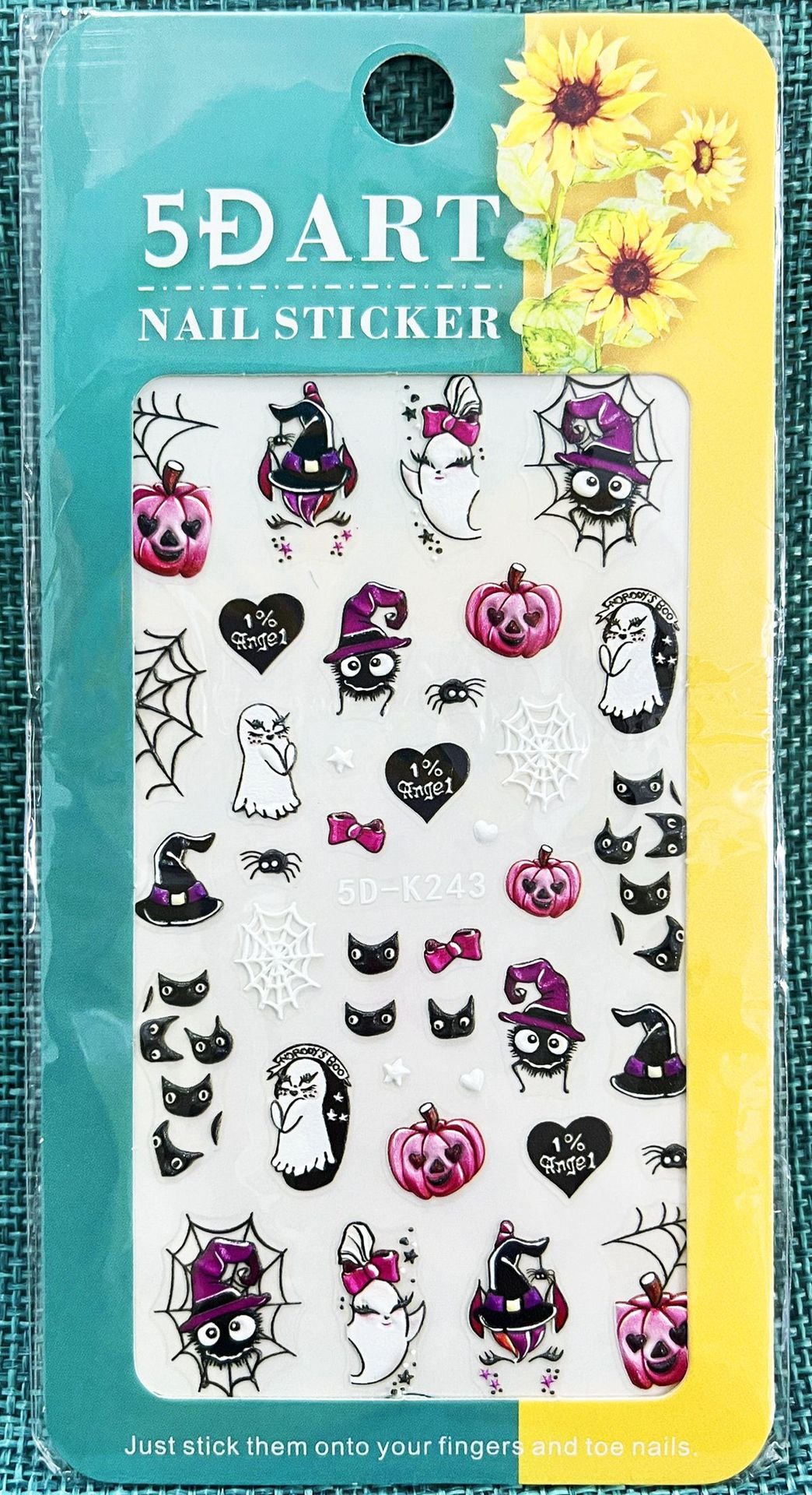 Relief Halloween Beauty Applique Gold Powder Nail Stickers