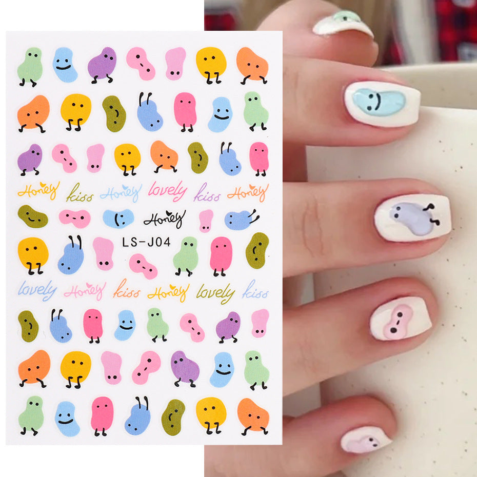 Glue Small Sweet Potato Summer Cute Bear Caterpillar Nail Stickers