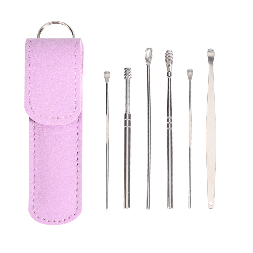 Stainless Steel Portable Coil Spring Leather Makeup Accessories