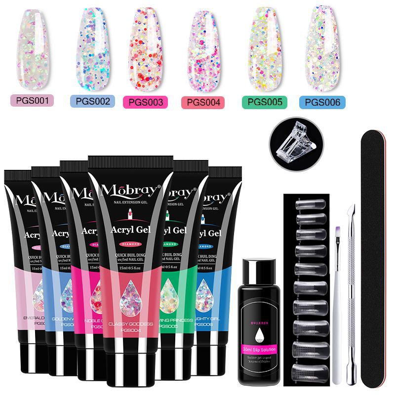 Ensemble d'outils de manucure pour ongles droits Beauty Crystal Extended Glue