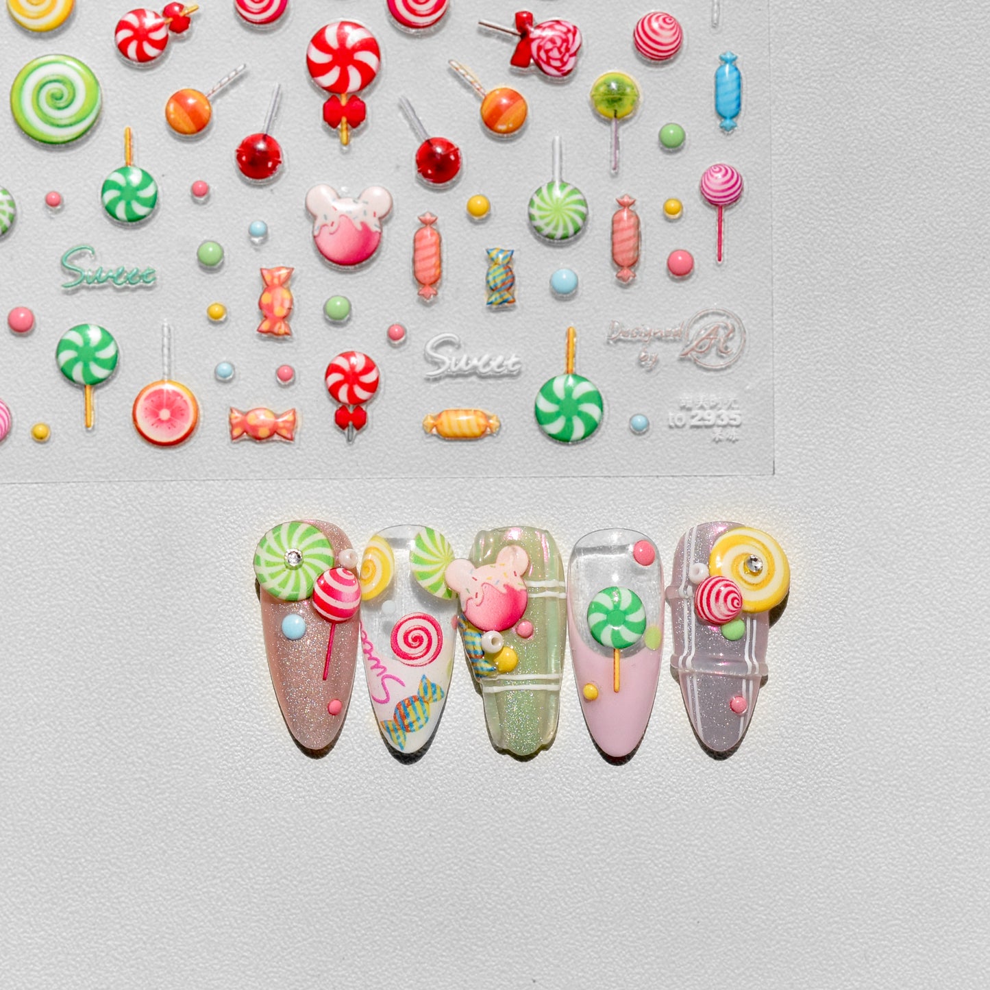 Slouchy Creative Jelly Cute Lollipop Sweet Nail Stickers