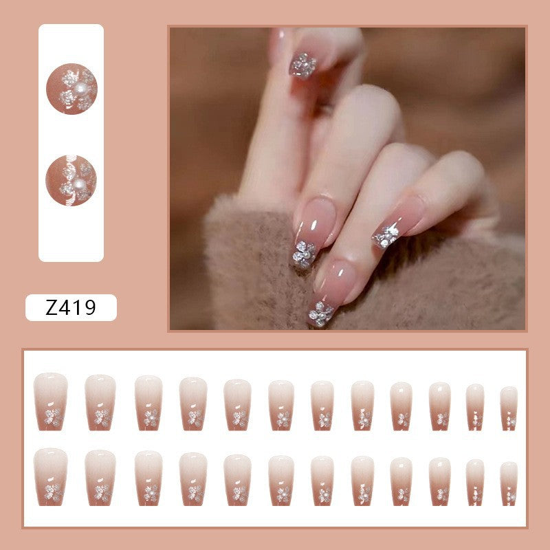 High-grade Short Fake Patch White French Nail Art