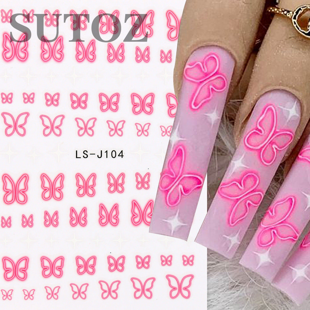 Style Colorful Elegant Butterfly White Cloud Nail Stickers