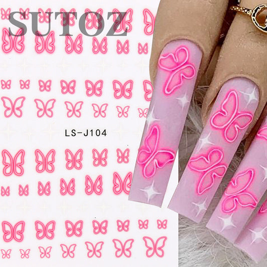 Style Colorful Elegant Butterfly White Cloud Nail Stickers