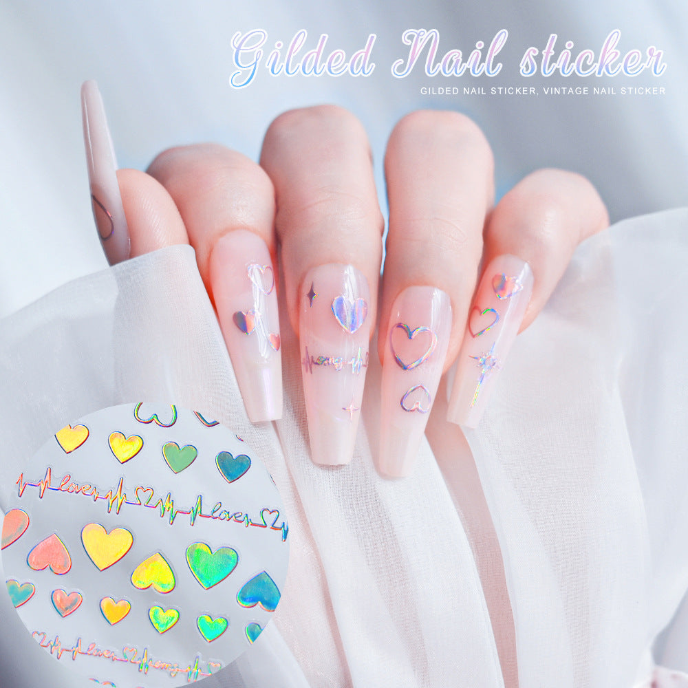 Women's Aurora Colorful Love Valentine's Day Neon Nail Stickers