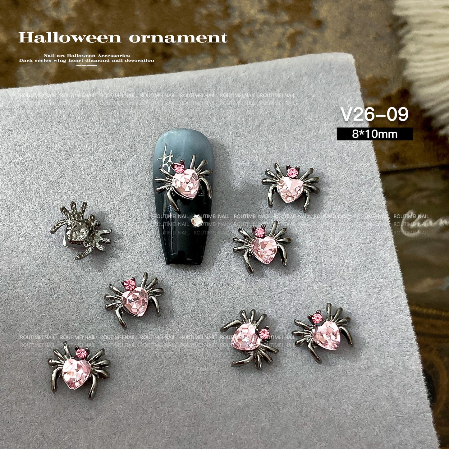 Heart Shape With Diamond Skull Rose Nail Care Nail Art