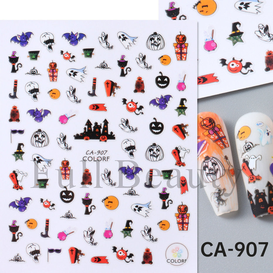 Halloween Pumpkin Head Bat Dark Cartoon Nail Stickers