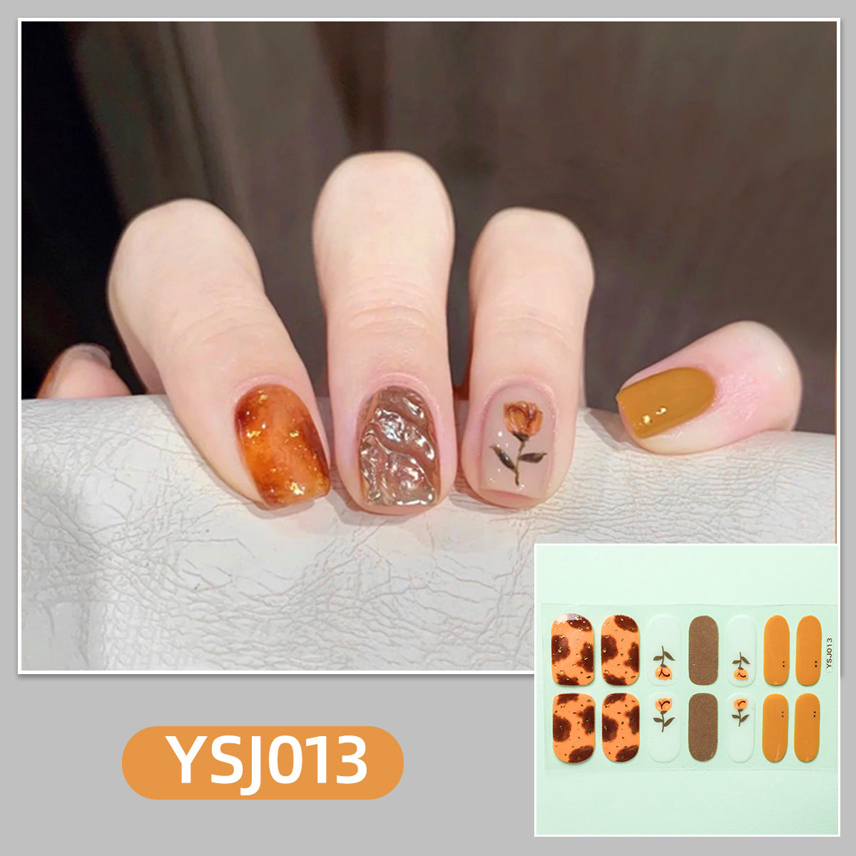 Gradient Bronzing Paper Tulip Cartoon Cute Nail Stickers