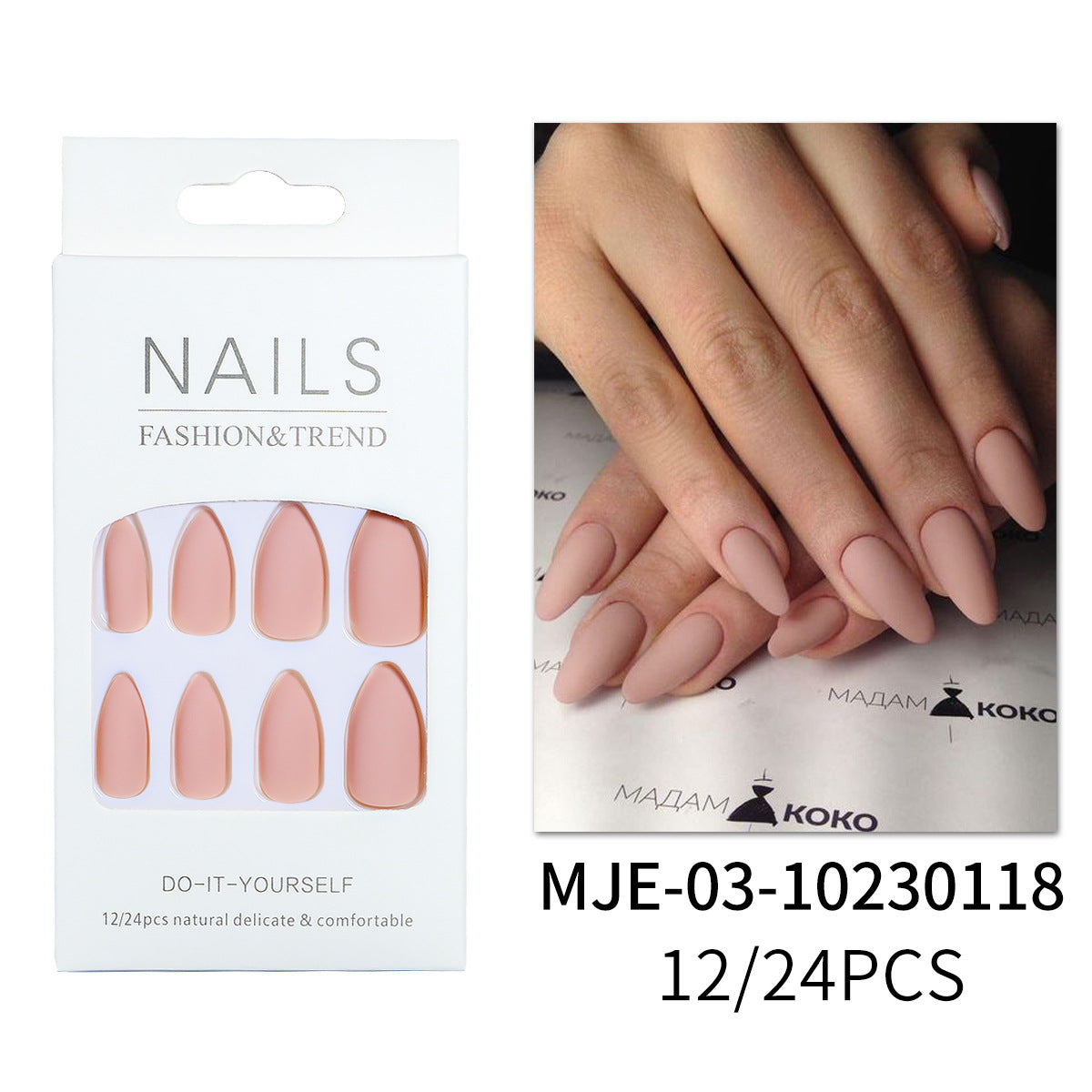 Faux ongles rose clair mat