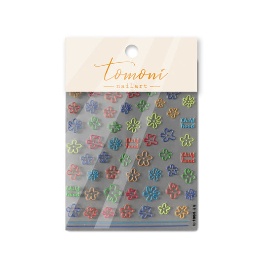 Embossed Adhesive Cute Color Flower Ornament Nail Stickers