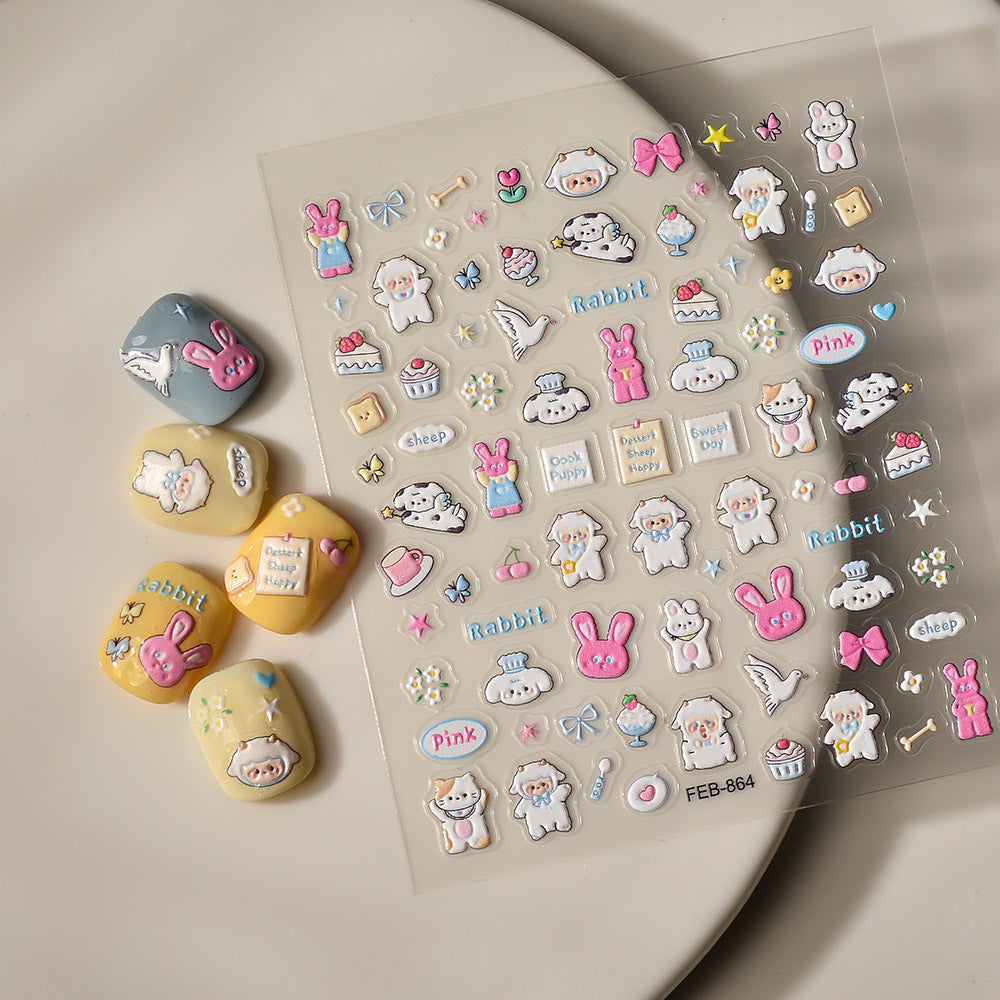 Live Studio Cow Relief Clip Hand Nail Stickers