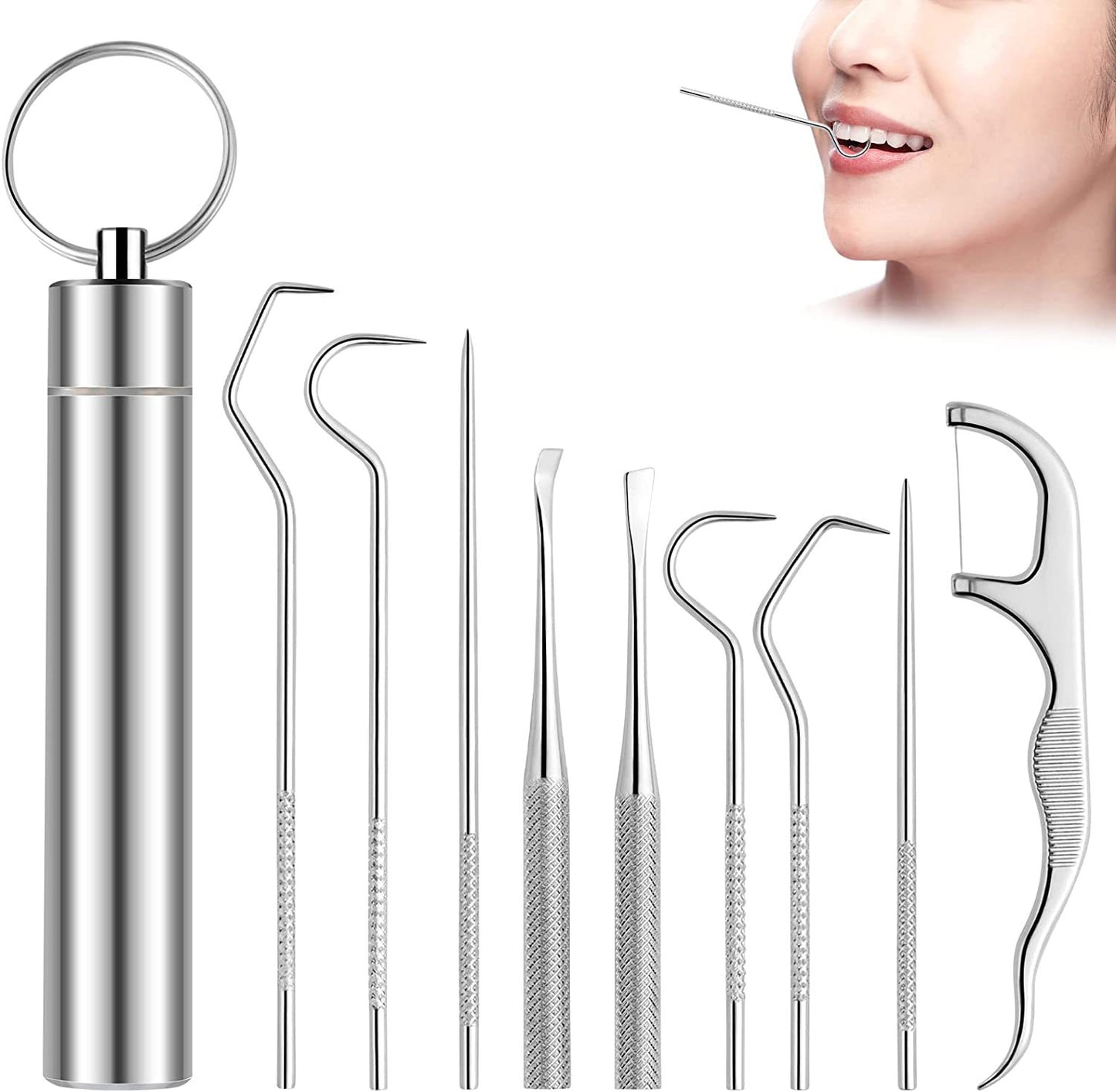 Stainless Steel Toothpick Portable Carry Dental Makeup Accessories