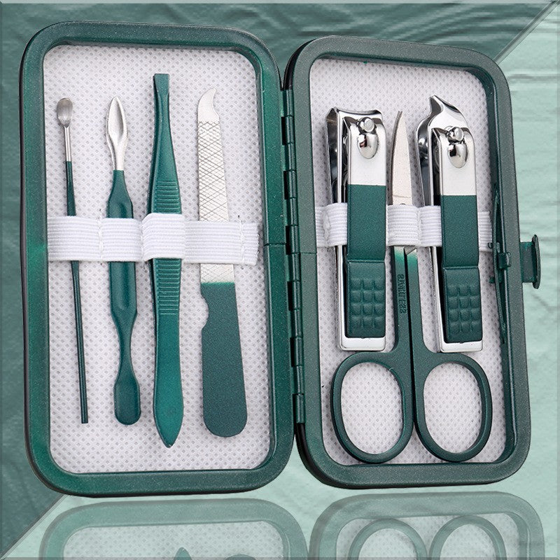 Green Scissors Full Pedicure Knife Clippers Box Nail Tool Set