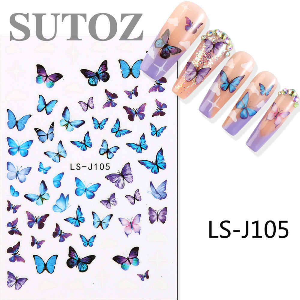 Style Colorful Elegant Butterfly White Cloud Nail Stickers