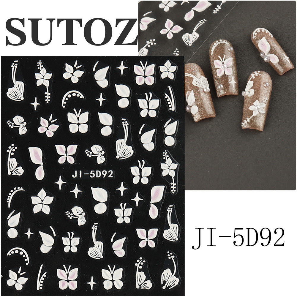 Relief Winter Sweet Fresh Peach Blossom Nail Stickers