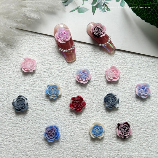 Rose en fleurs de couleur unie en gros Soins des ongles purs Nail Art