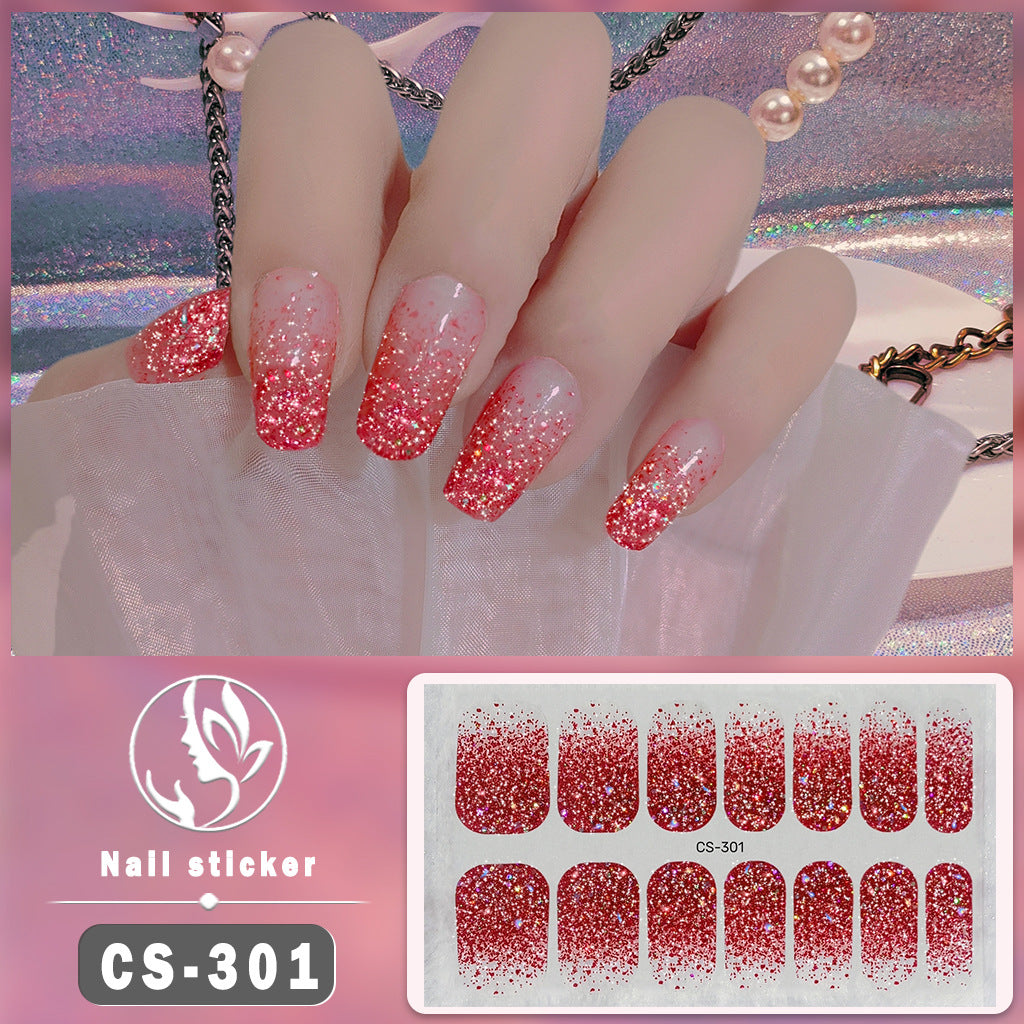 Four-color Powder Gel Oil Film Waterproof Nail Stickers